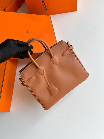 Pre-owned Hermes Birkin 25 Shadow Golden Brown, Full Set, 2020