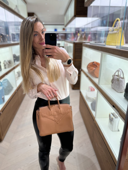 Pre-owned Hermes Birkin 25 Shadow Golden Brown, Full Set, 2020