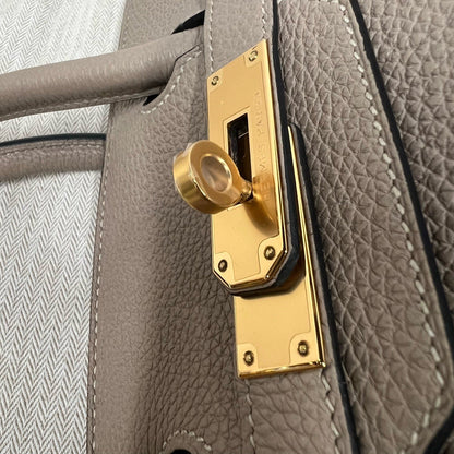 Pre-owned Certified Hermes Birkin 30 in Etoupe 18 Togo Leather with Golden Hardware, 2011, w/ lock&key, dust bag