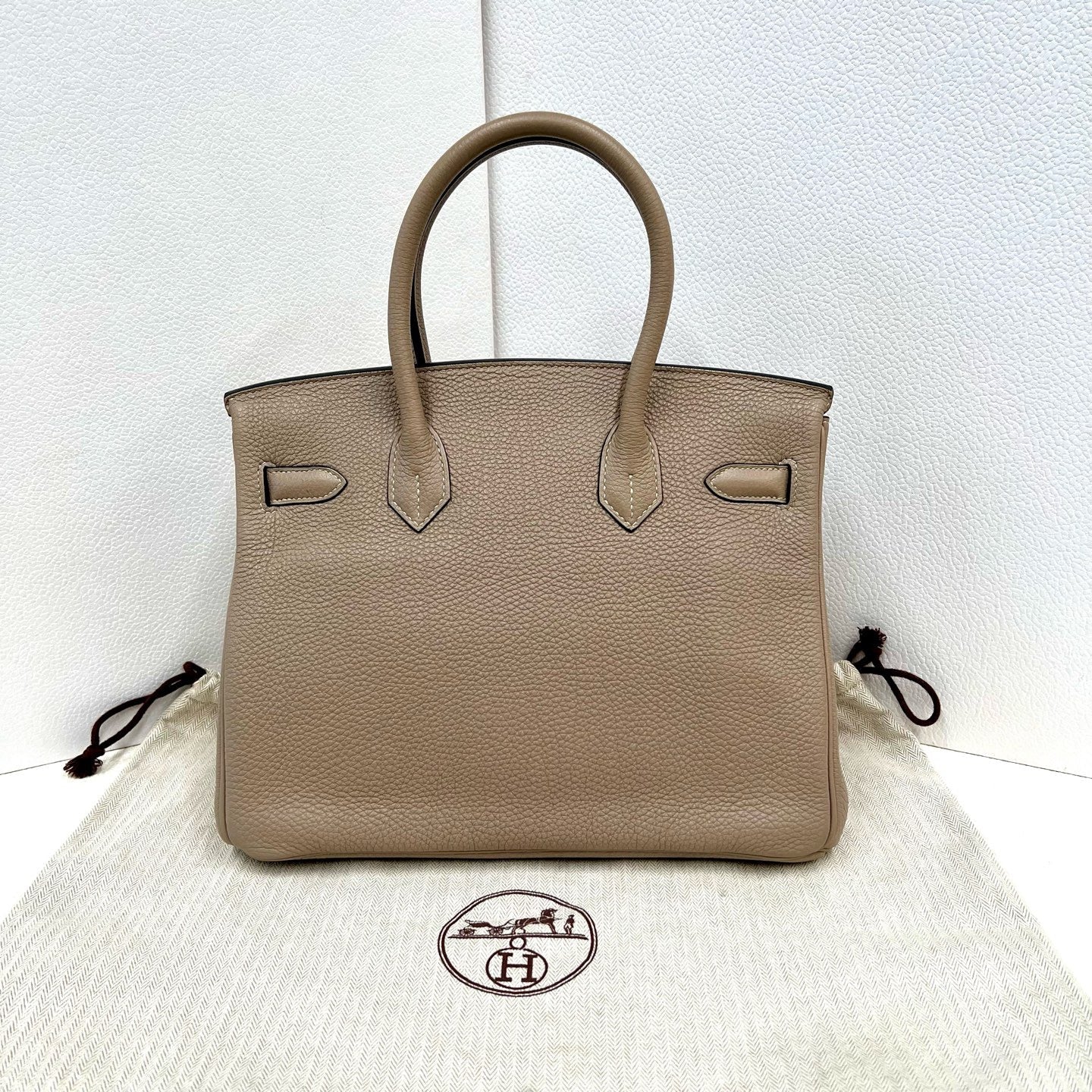 Pre-owned Certified Hermes Birkin 30 in Etoupe 18 Togo Leather with Golden Hardware, 2011, w/ lock&key, dust bag