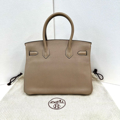 Pre-owned Certified Hermes Birkin 30 in Etoupe 18 Togo Leather with Golden Hardware, 2011, w/ lock&key, dust bag