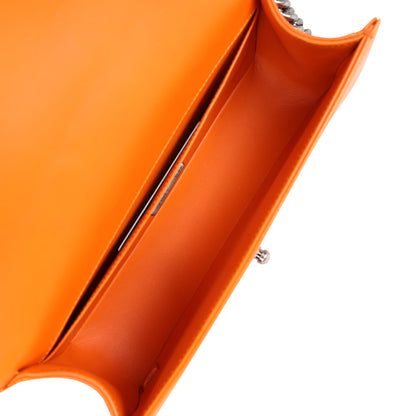 Pre-owned Chanel Medium Boy Bag Orange Python Aged Ruthenium Hardware