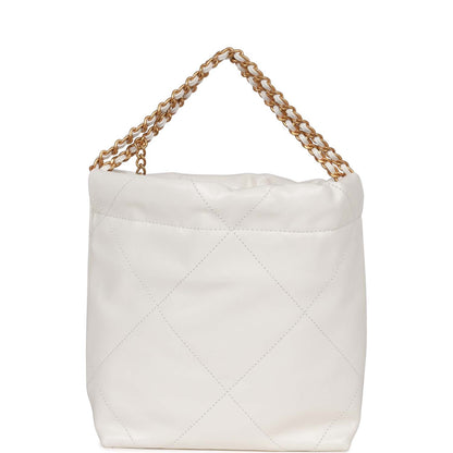 Chanel Mini 22 Bag White Calfskin Gold Hardware