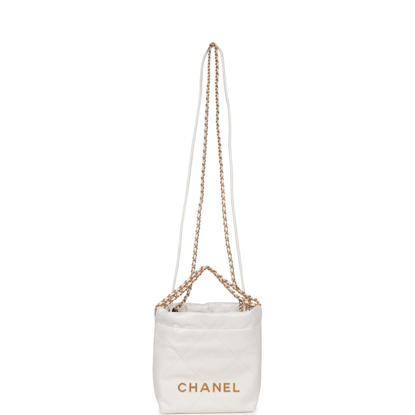 Chanel Mini 22 Bag White Calfskin Gold Hardware