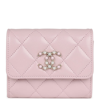 Chanel Mini Crossbody Wallet Pink Caviar Light Gold Hardware