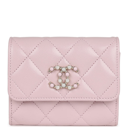 Chanel Mini Crossbody Wallet Pink Caviar Light Gold Hardware