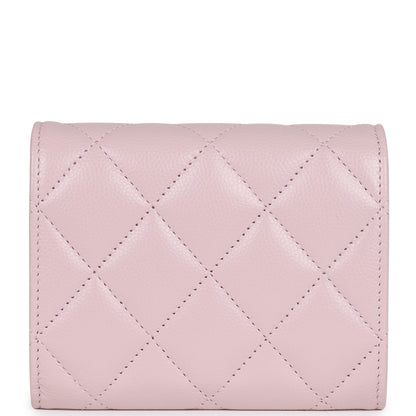 Chanel Mini Crossbody Wallet Pink Caviar Light Gold Hardware
