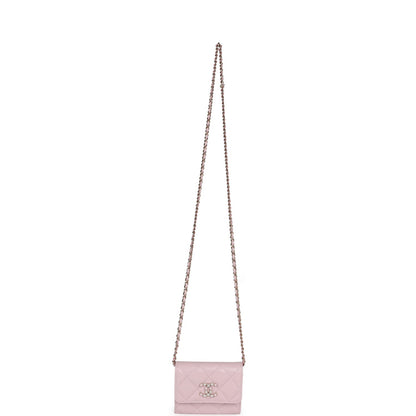 Chanel Mini Crossbody Wallet Pink Caviar Light Gold Hardware