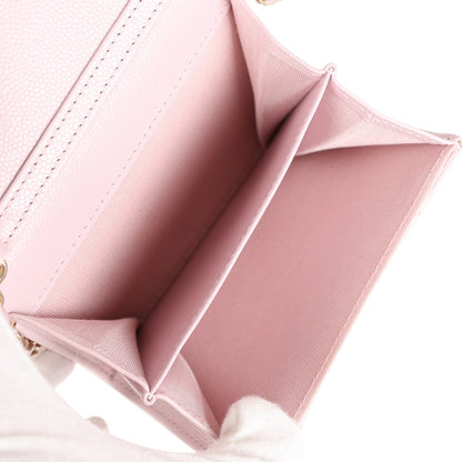 Chanel Mini Crossbody Wallet Pink Caviar Light Gold Hardware