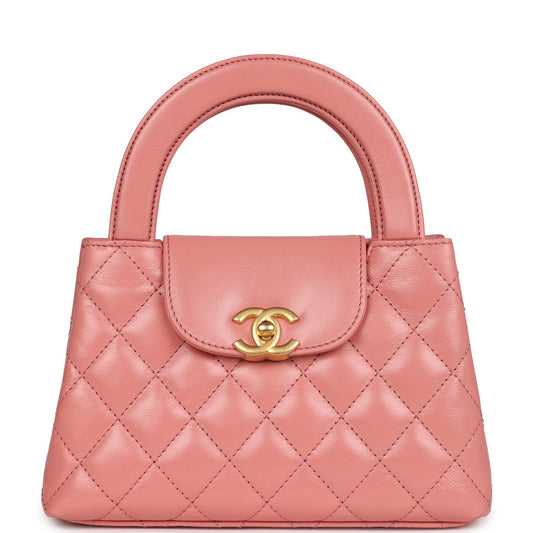 Chanel Small Kelly Shopper Pink Shiny Aged Calfskin Brushed Gold Hardware