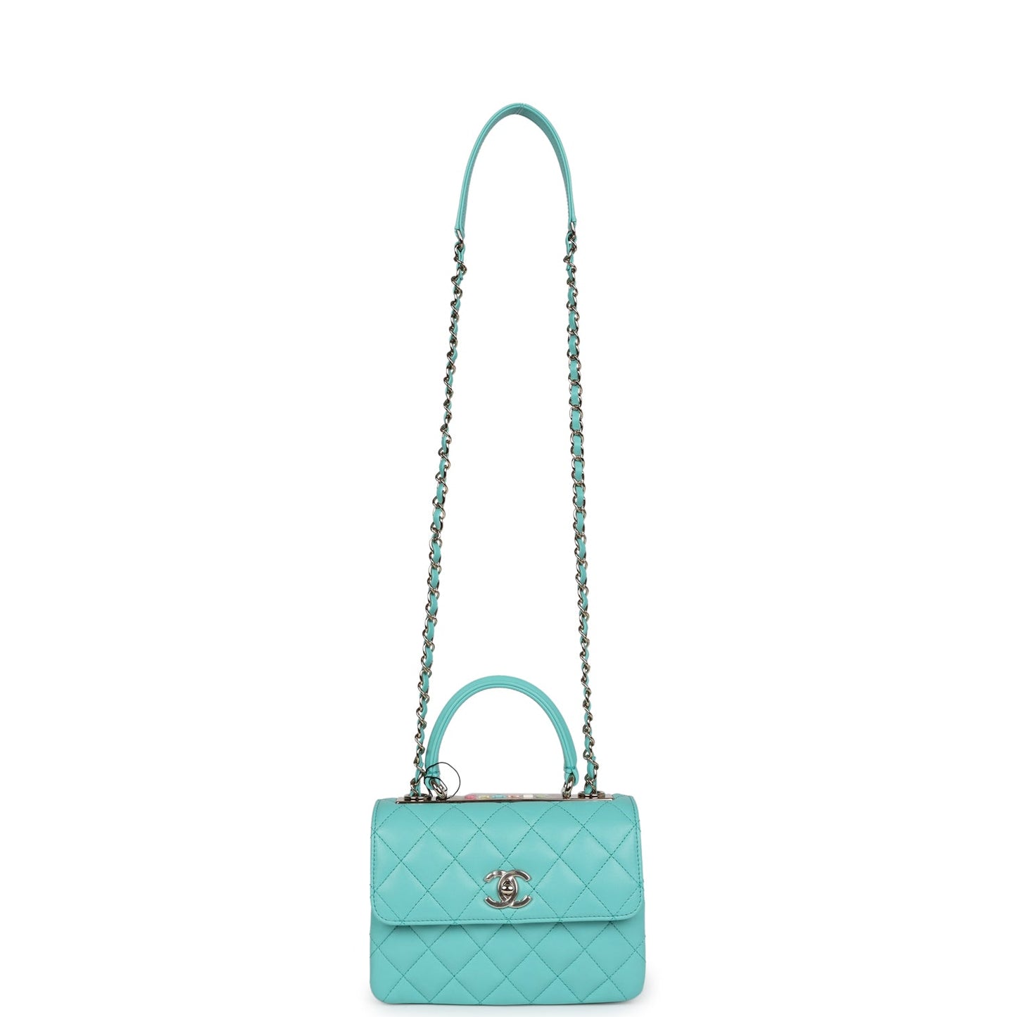 Chanel Mini Trendy CC Flap Bag Turquoise Lambskin Light Gold Hardware