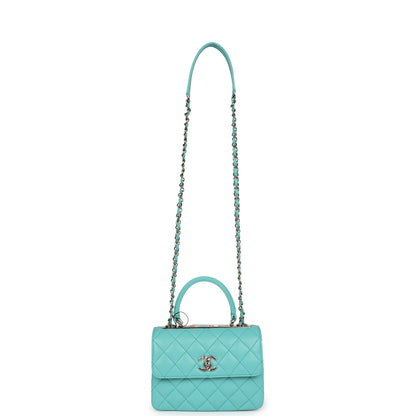 Chanel Mini Trendy CC Flap Bag Turquoise Lambskin Light Gold Hardware