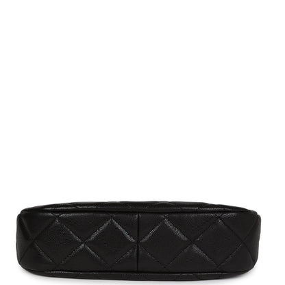 Chanel Hobo Bag Black Shiny Caviar Brushed Gold Hardware