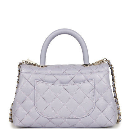 Chanel Small Coco Handle Flap Bag Light Purple Caviar Light Gold Hardware