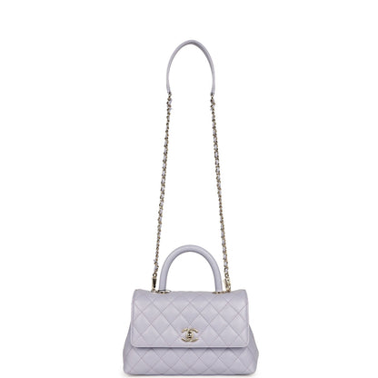 Chanel Small Coco Handle Flap Bag Light Purple Caviar Light Gold Hardware
