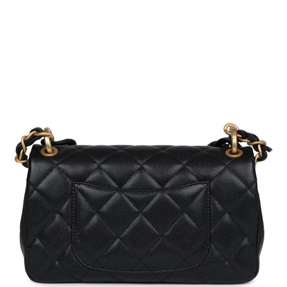Chanel Medium Top Handle Flap Black Caviar Brushed Gold Hardware