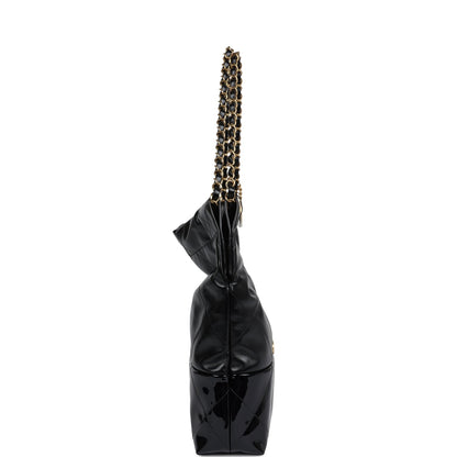 Chanel Small 22 Bag Black Shiny and Patent Calfskin Gold Hardware