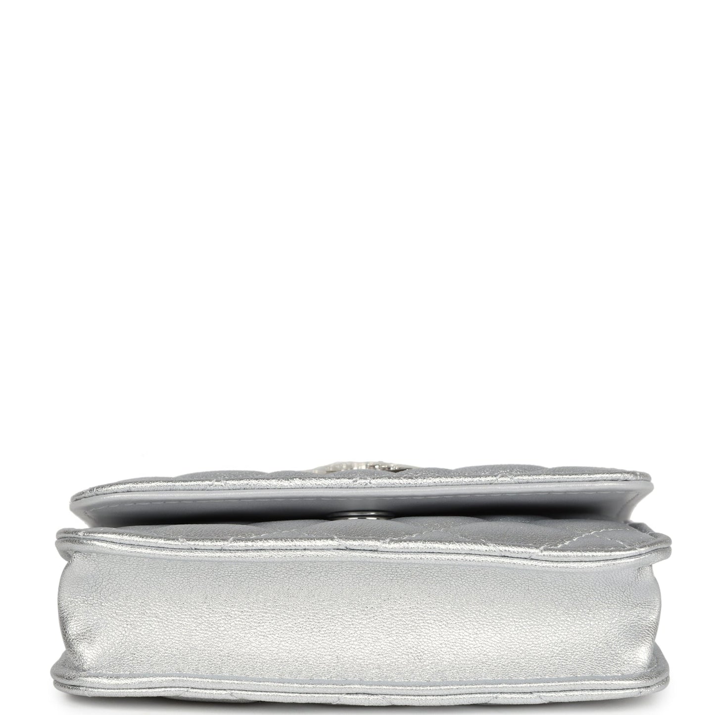 Chanel Crystal CC Walk Of Fame Clutch Silver Metallic Goatskin Silver Hardware