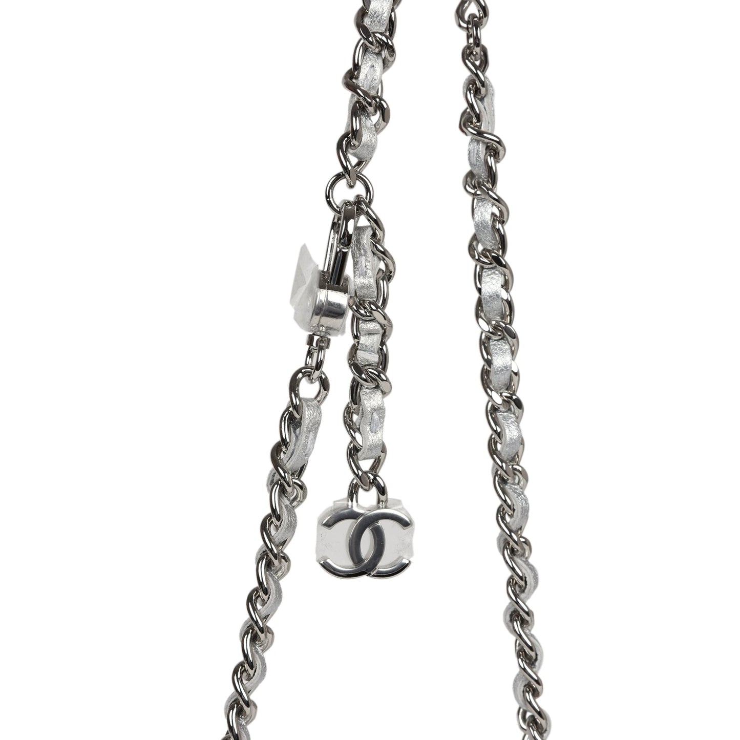 Chanel Crystal CC Walk Of Fame Clutch Silver Metallic Goatskin Silver Hardware