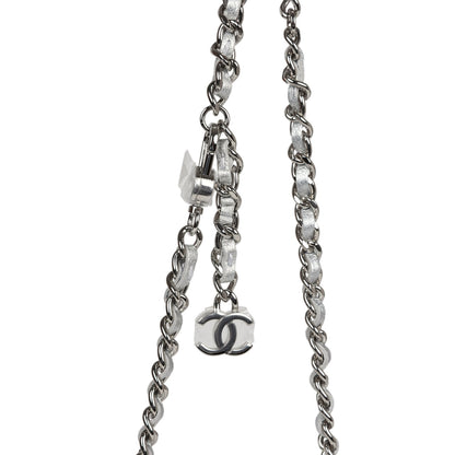 Chanel Crystal CC Walk Of Fame Clutch Silver Metallic Goatskin Silver Hardware