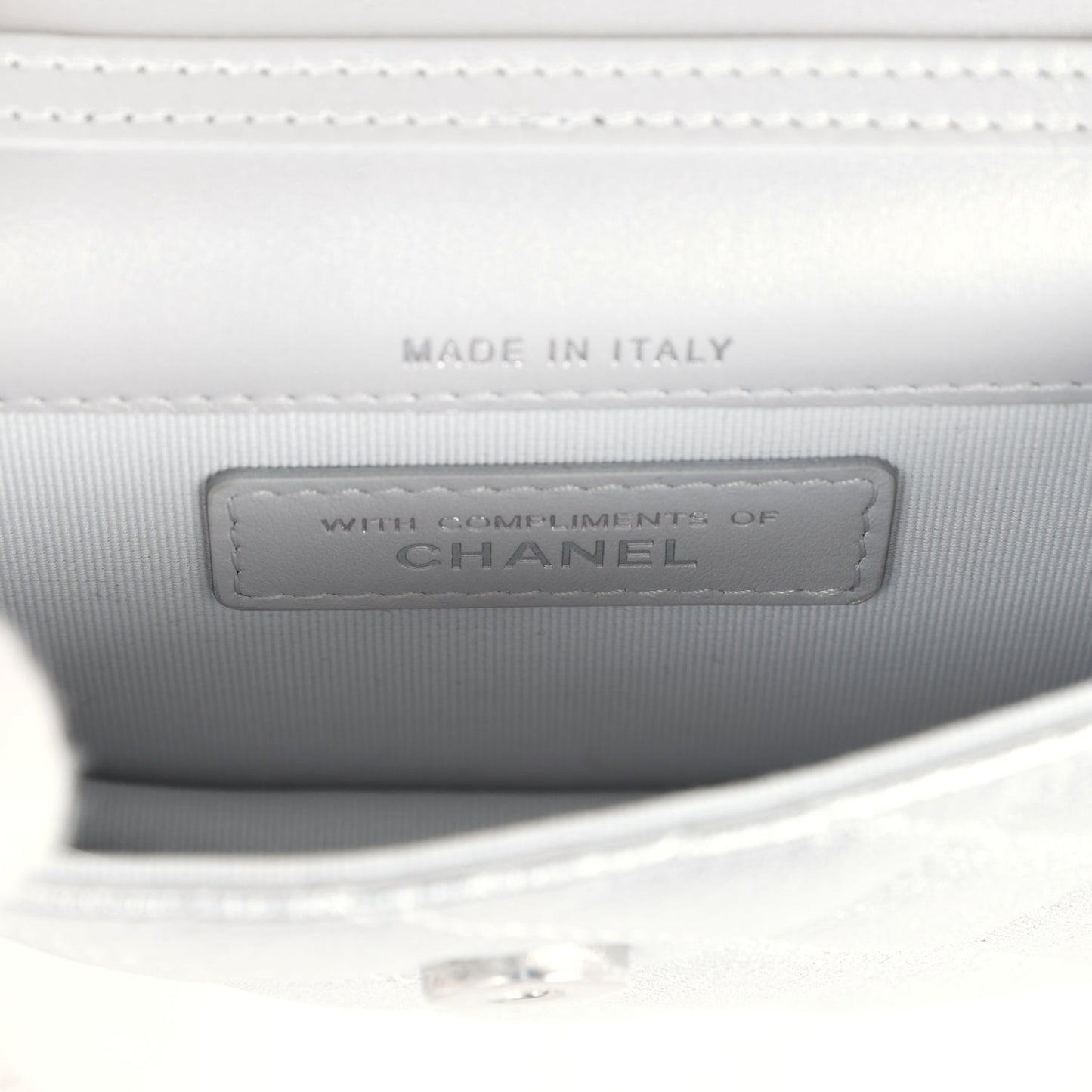 Chanel Crystal CC Walk Of Fame Clutch Silver Metallic Goatskin Silver Hardware