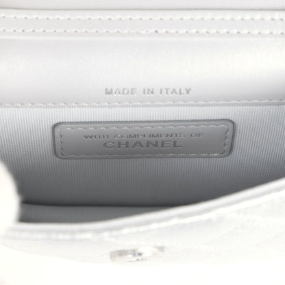 Chanel Crystal CC Walk Of Fame Clutch Silver Metallic Goatskin Silver Hardware