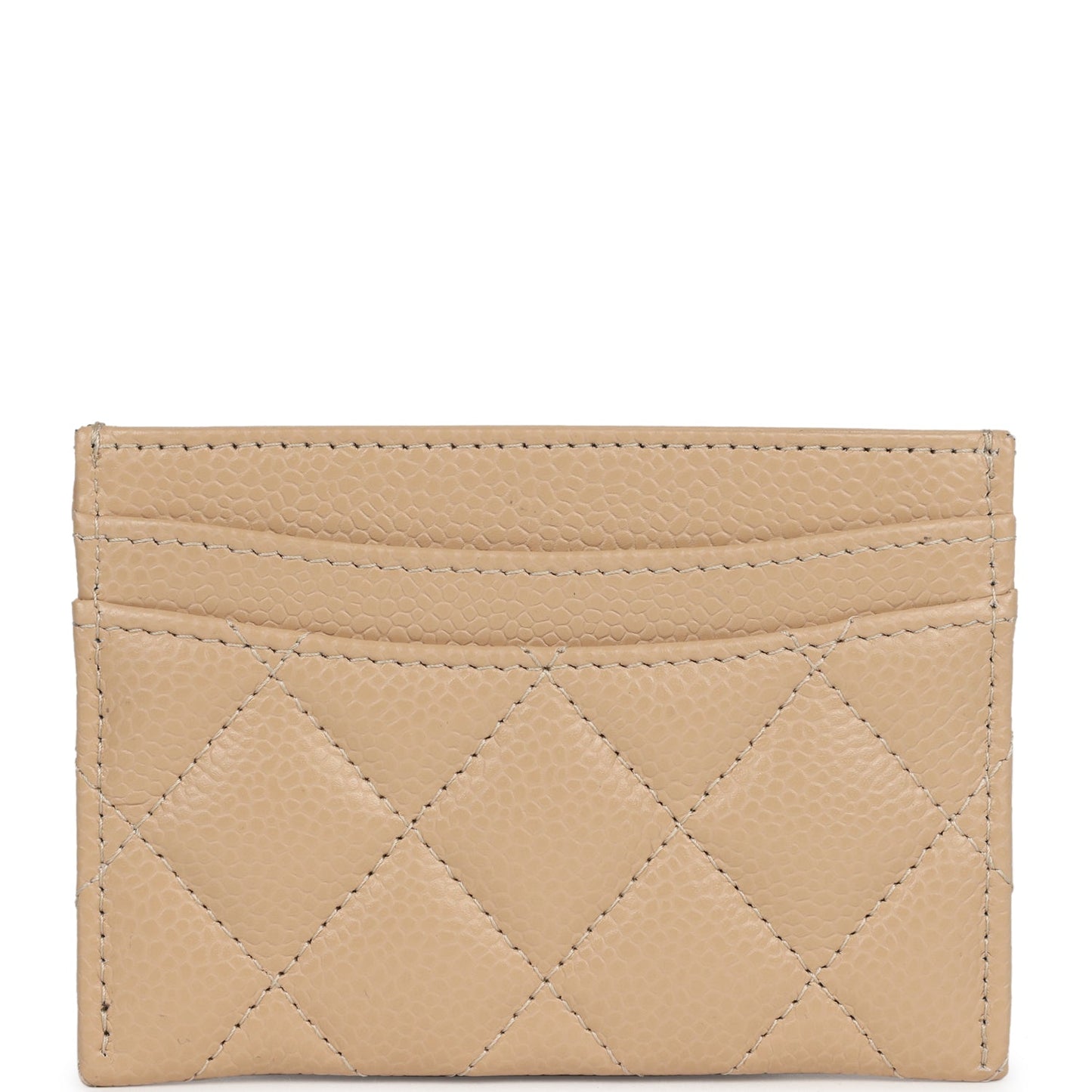 Chanel Classic Card Holder Wallet Beige Caviar Gold Hardware