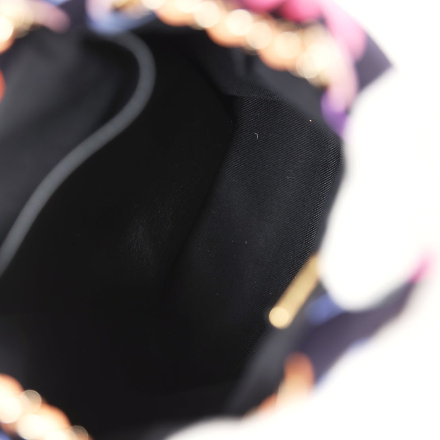 Chanel Medium CC Drawstring Backpack Multicolored Printed Fabric Light Gold Hardware