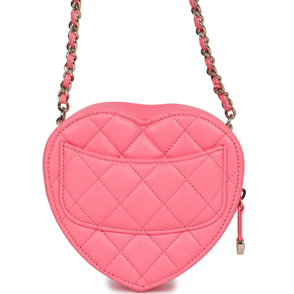 Chanel CC In Love Small Heart Bag Hot Pink Lambskin Light Gold Hardware