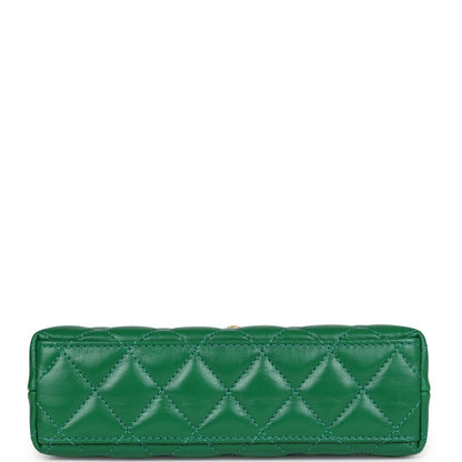 Chanel Small Kelly Shopper Dark Green Shiny Aged Calfskin Brushed Gold Hardware