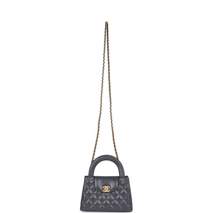 Chanel Small Kelly Shopper Dark Grey Shiny Aged Calfskin Brushed Gold Hardware