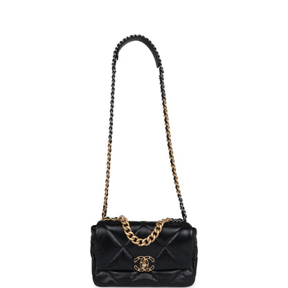 Pre-owned Chanel Medium 19 Flap Bag Black Lambskin Mixed Hardware