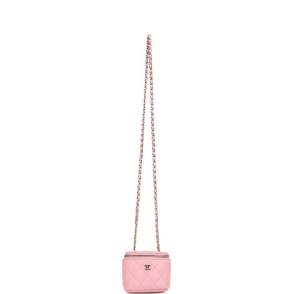 Chanel Mini Square Vanity Case Crossbody Bag Pink Caviar Light Gold Hardware
