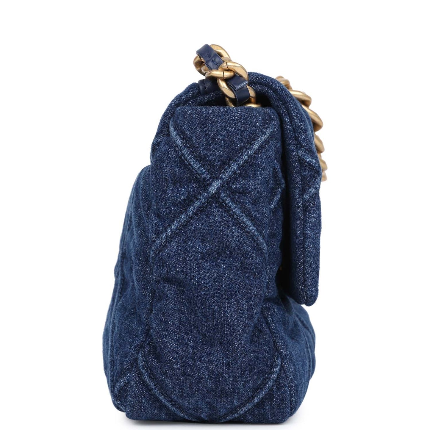 Pre-owned Chanel Medium 19 Flap Dark Blue Denim Mixed Metal Hardware