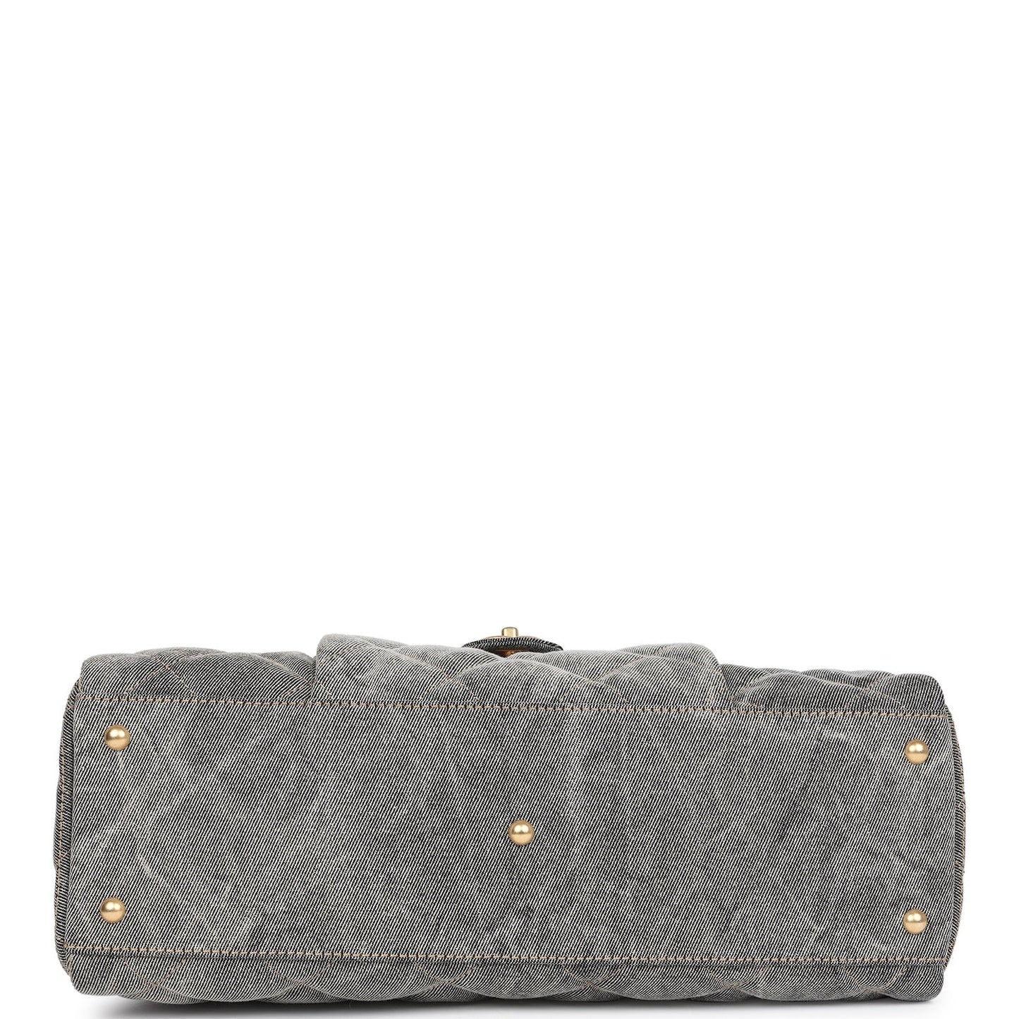 Chanel Maxi Bowling Bag Light Grey Washed Denim Antique Gold Hardware