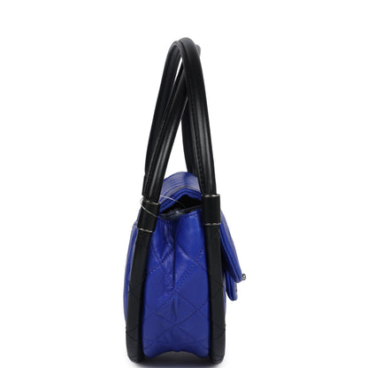 Chanel Small Hula Hoop Bag Dark Blue and Black Lambskin Ruthenium Hardware