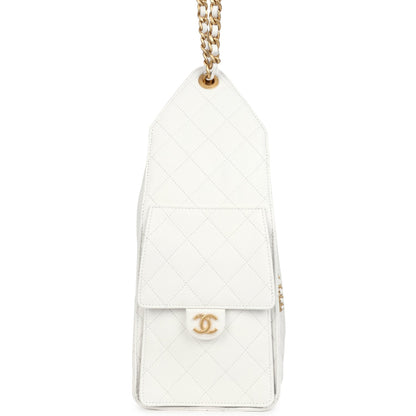 Chanel Medium 25 Hobo Bag White Caviar Antique Gold Hardware