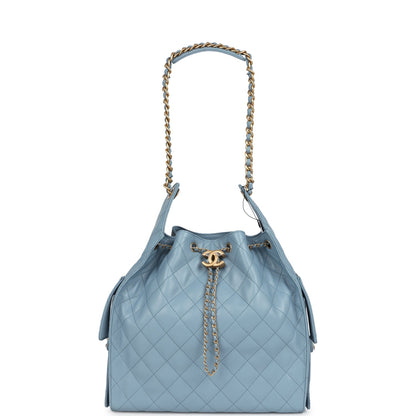 Chanel Medium 25 Hobo Bag Blue Caviar Antique Gold Hardware