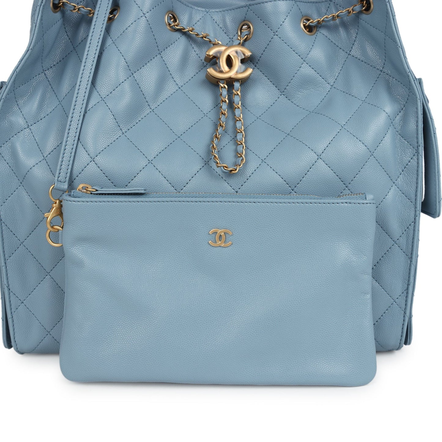 Chanel Medium 25 Hobo Bag Blue Caviar Antique Gold Hardware