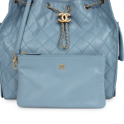 Chanel Medium 25 Hobo Bag Blue Caviar Antique Gold Hardware