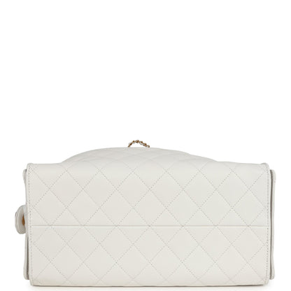 Chanel Medium 25 Hobo Bag White Caviar Antique Gold Hardware