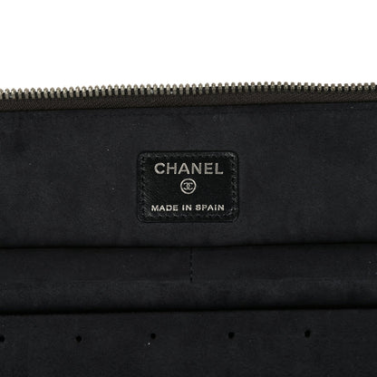 Chanel Vanity Case Black Metallic Python Silver Hardware