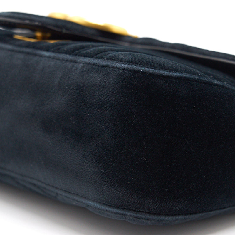 GUCCI SMALL VELVET MARMONT BLACK  26CM