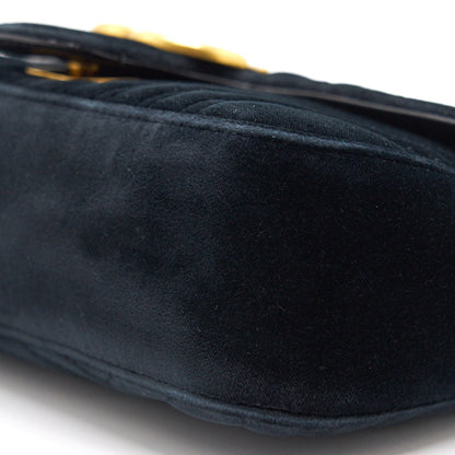 GUCCI SMALL VELVET MARMONT BLACK  26CM