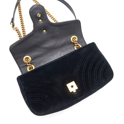 GUCCI SMALL VELVET MARMONT BLACK  26CM