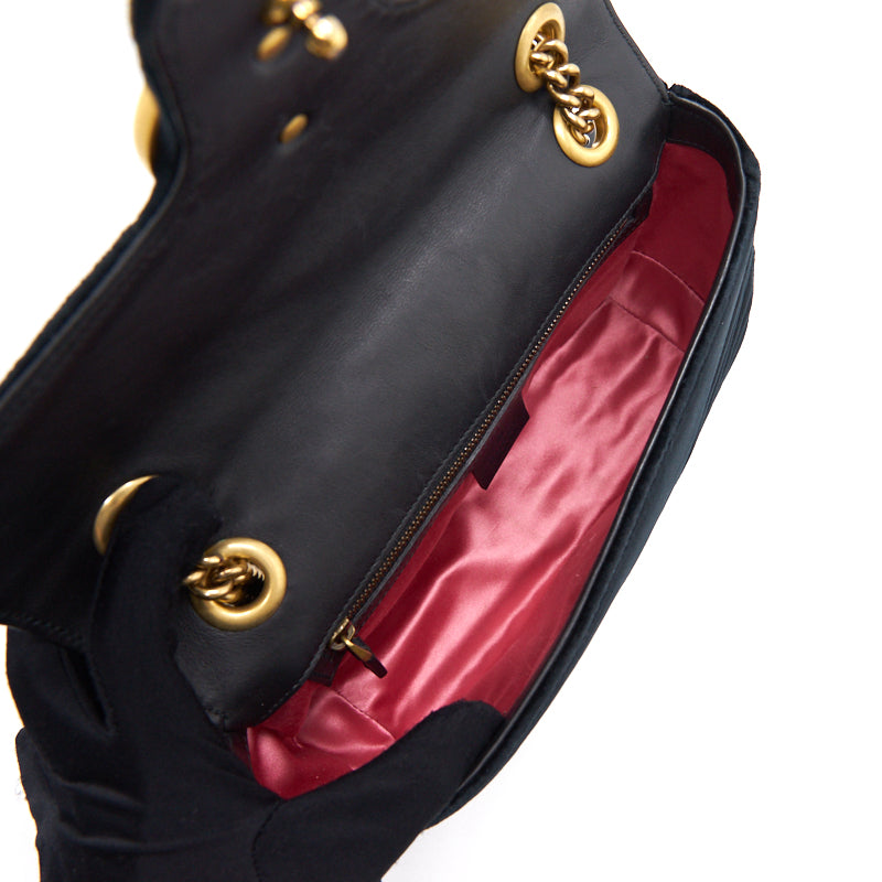 GUCCI SMALL VELVET MARMONT BLACK  26CM