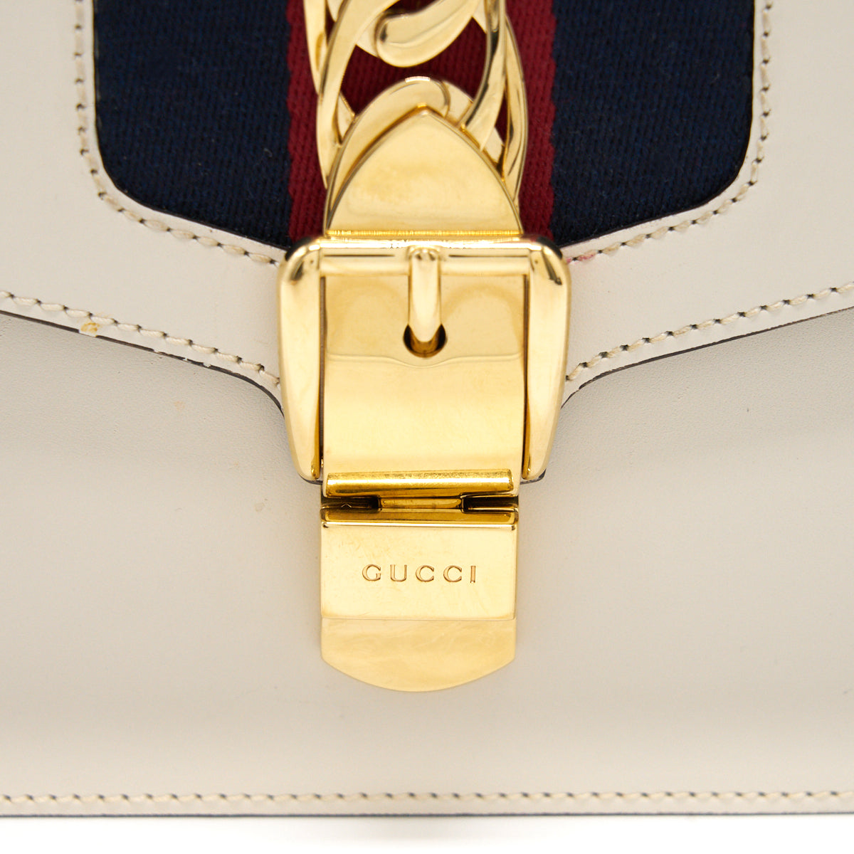Gucci Sylvie Small Shoulder Bag White  (Leather Strap Missing)
