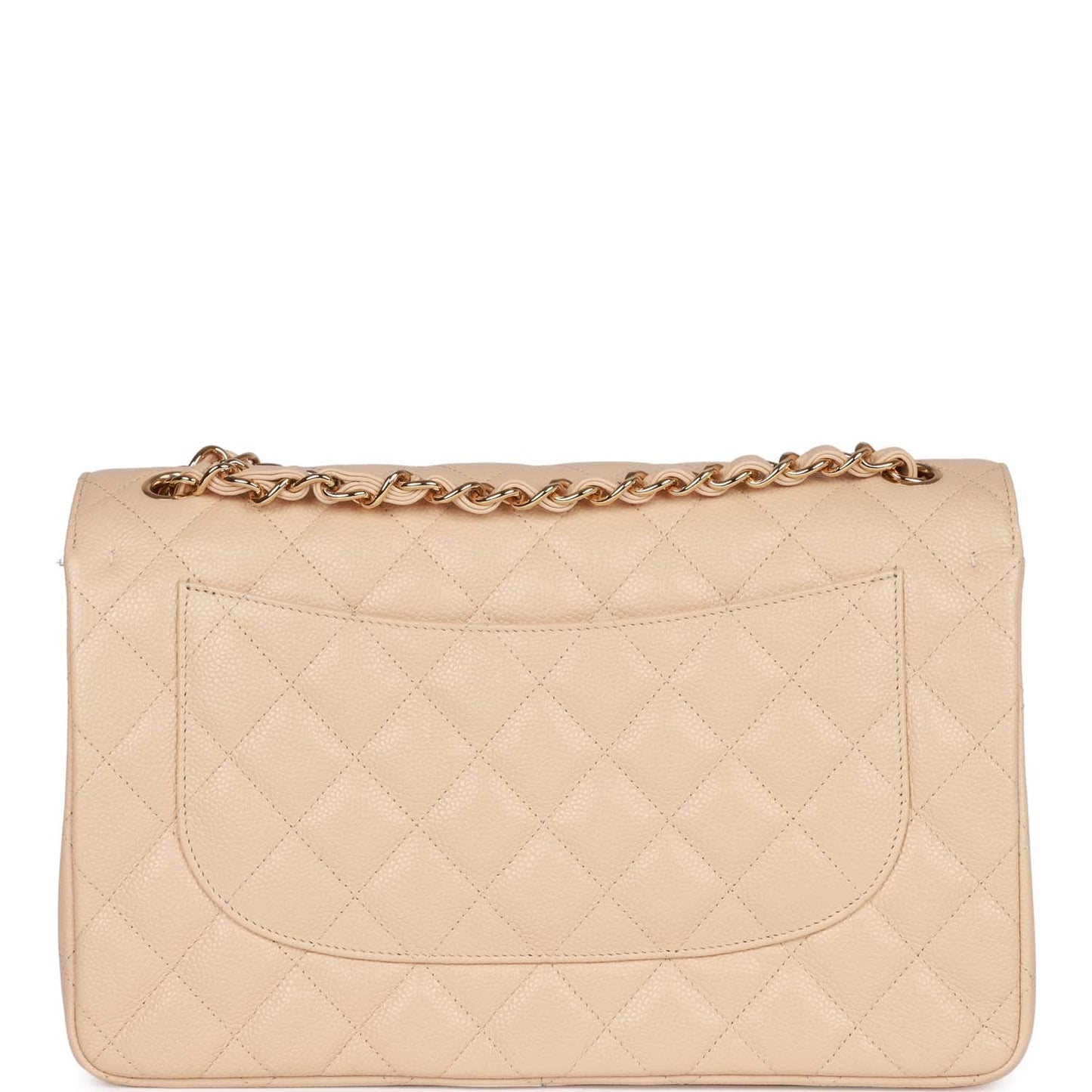 Pre-owned Chanel Jumbo Classic Double Flap Bag Beige Clair Caviar Gold Hardware