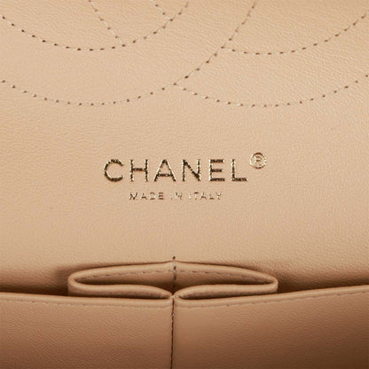 Pre-owned Chanel Jumbo Classic Double Flap Bag Beige Clair Caviar Gold Hardware