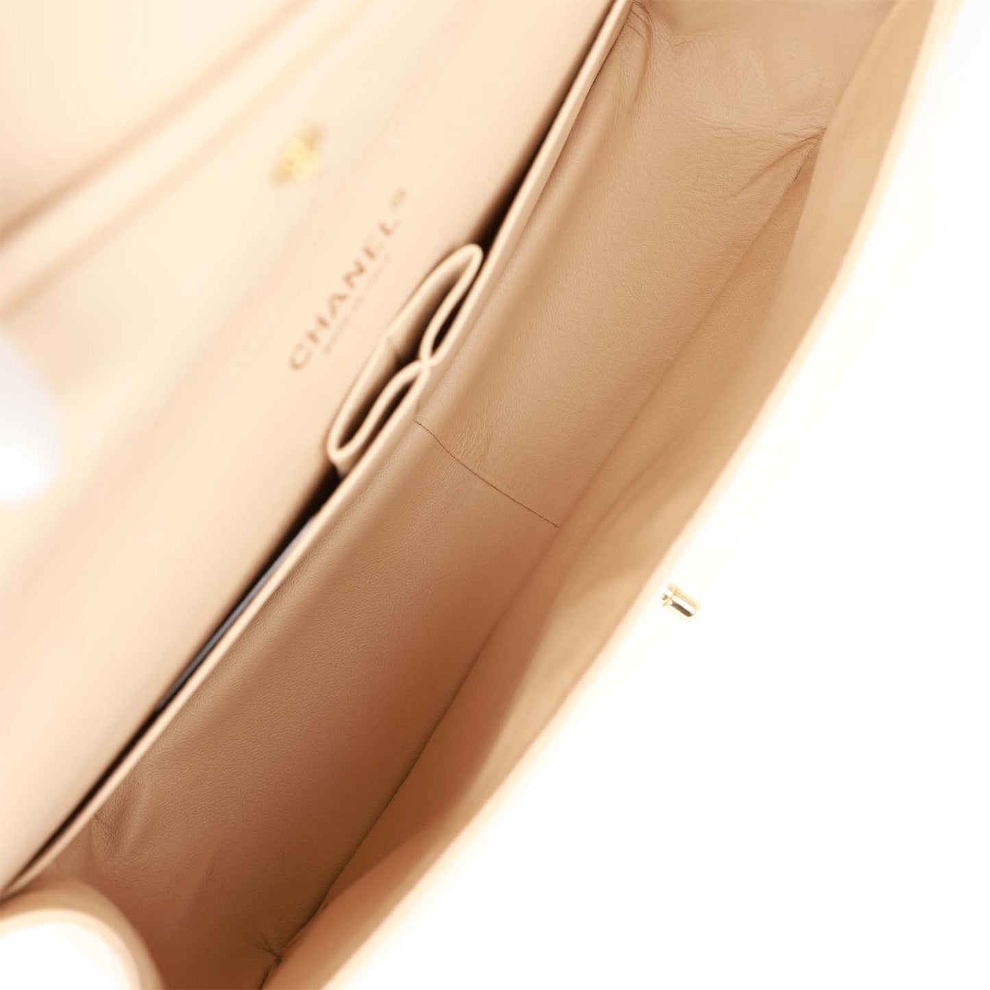 Pre-owned Chanel Jumbo Classic Double Flap Bag Beige Clair Caviar Gold Hardware